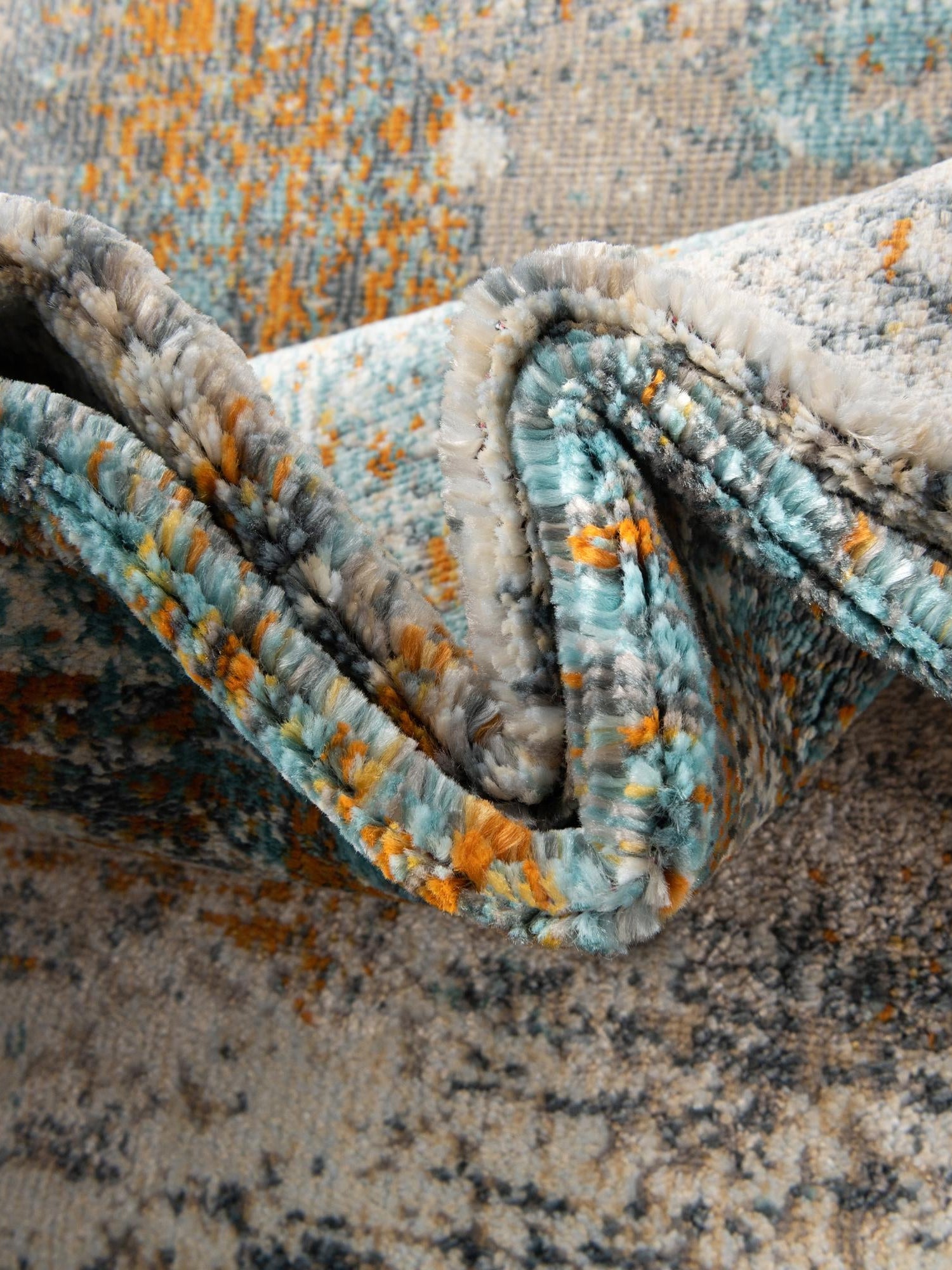 Cream Blue 6' x 6' Paragon Octagon Area Rug 100% Polypropylene Colorful Vivid Boho Style Modern Carpet for Unique Interiors for Sale at Rug Engine