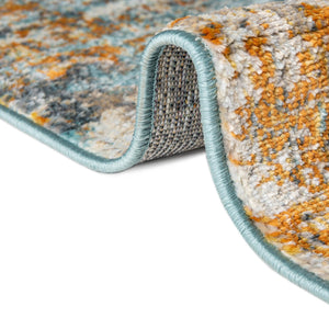 Cream Blue 6' x 6' Paragon Octagon Area Rug 100% Polypropylene Colorful Vivid Boho Style Modern Carpet for Unique Interiors for Sale at Rug Engine