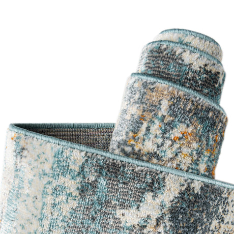 Cream Blue 4' x 4' Paragon Octagon Area Rug 100% Polypropylene Colorful Vivid Boho Style Modern Carpet for Unique Interiors for Sale at Rug Engine