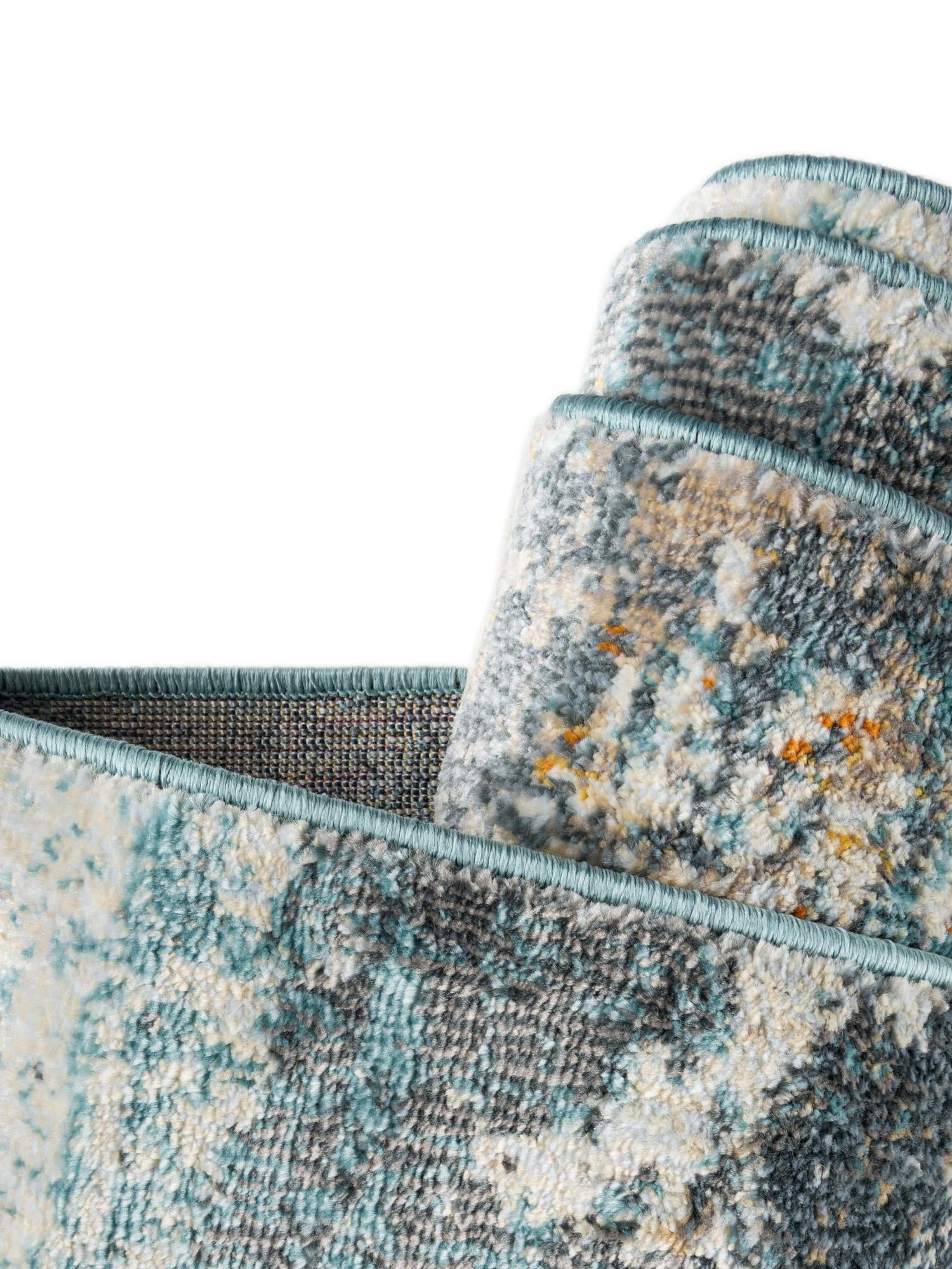 Cream Blue 6' x 6' Paragon Octagon Area Rug 100% Polypropylene Colorful Vivid Boho Style Modern Carpet for Unique Interiors for Sale at Rug Engine