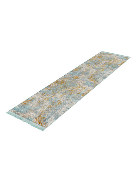 Cream Blue 2' 2 x 6' Paragon Runner Area Rug 100% Polypropylene Colorful Vivid Boho Style Modern Carpet for Unique Interiors for Sale at Rug Engine