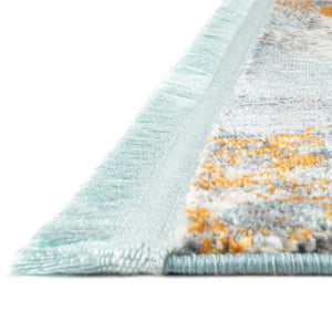 Cream Blue 2' 2 x 6' Paragon Runner Area Rug 100% Polypropylene Colorful Vivid Boho Style Modern Carpet for Unique Interiors for Sale at Rug Engine