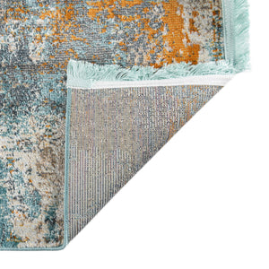 Cream Blue 2' 7 x 12' Paragon Runner Area Rug 100% Polypropylene Colorful Vivid Boho Style Modern Carpet for Unique Interiors for Sale at Rug Engine