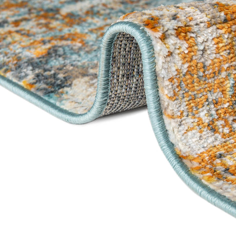 Cream Blue 2' 7 x 10' Paragon Runner Area Rug 100% Polypropylene Colorful Vivid Boho Style Modern Carpet for Unique Interiors for Sale at Rug Engine