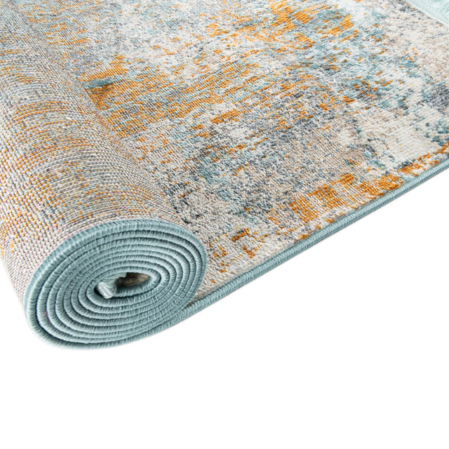 Cream Blue 2' 7 x 10' Paragon Runner Area Rug 100% Polypropylene Colorful Vivid Boho Style Modern Carpet for Unique Interiors for Sale at Rug Engine