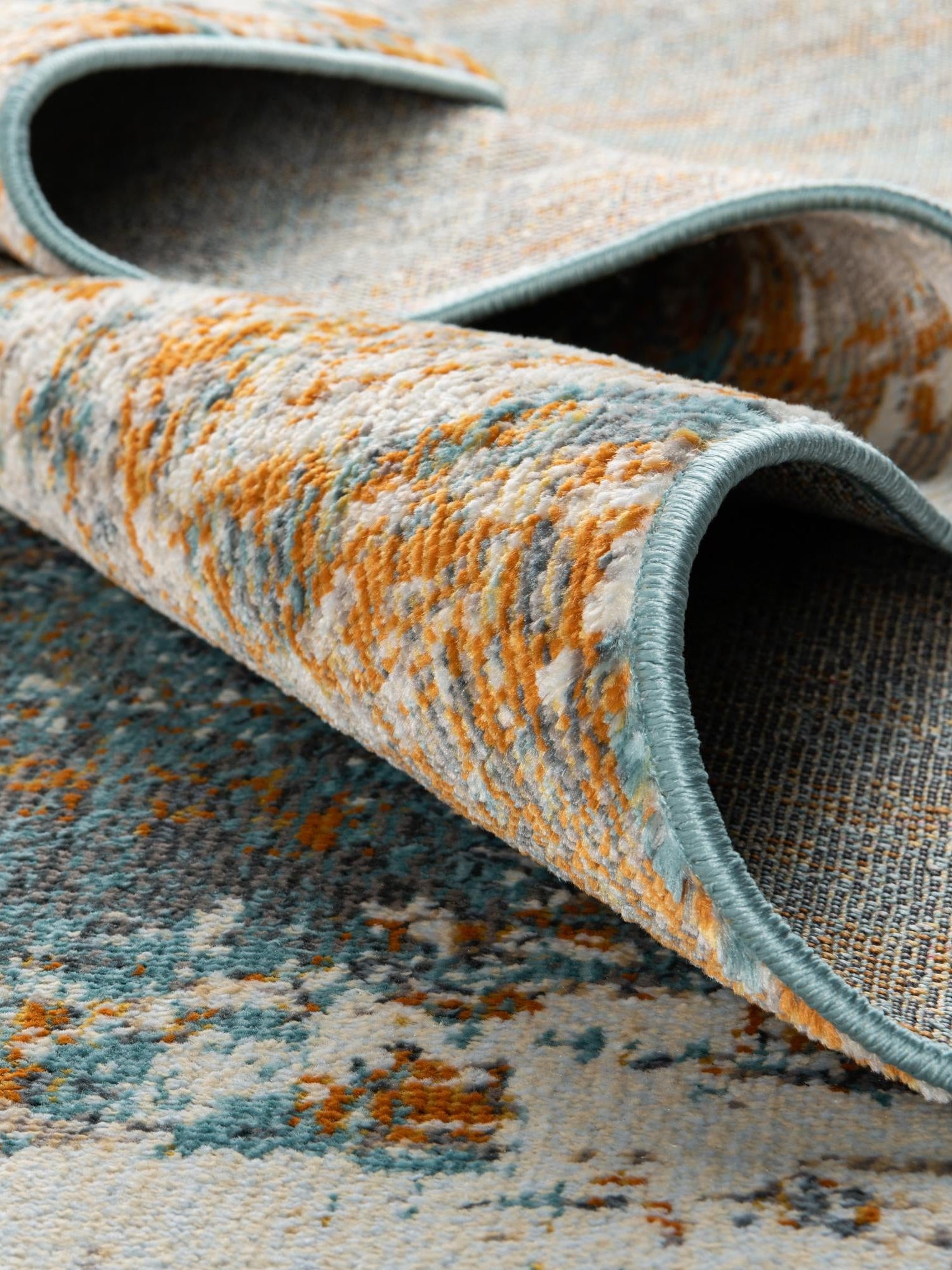 Cream Blue 2' 7 x 12' Paragon Runner Area Rug 100% Polypropylene Colorful Vivid Boho Style Modern Carpet for Unique Interiors for Sale at Rug Engine