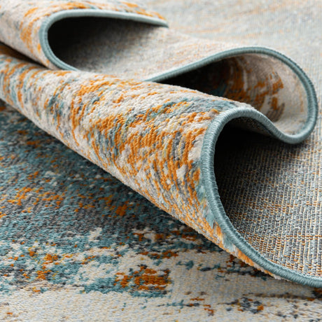 Cream Blue 2' 7 x 10' Paragon Runner Area Rug 100% Polypropylene Colorful Vivid Boho Style Modern Carpet for Unique Interiors for Sale at Rug Engine