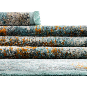 Cream Blue 2' 2 x 6' Paragon Runner Area Rug 100% Polypropylene Colorful Vivid Boho Style Modern Carpet for Unique Interiors for Sale at Rug Engine