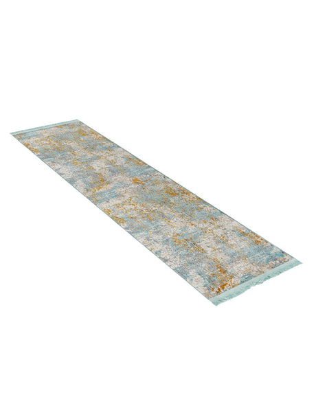 Cream Blue 2' 2 x 6' Paragon Runner Area Rug 100% Polypropylene Colorful Vivid Boho Style Modern Carpet for Unique Interiors for Sale at Rug Engine