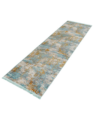 Cream Blue 2' 2 x 8' Paragon Runner Area Rug 100% Polypropylene Colorful Vivid Boho Style Modern Carpet for Unique Interiors for Sale at Rug Engine