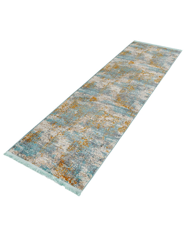 Cream Blue 2' 2 x 8' Paragon Runner Area Rug 100% Polypropylene Colorful Vivid Boho Style Modern Carpet for Unique Interiors for Sale at Rug Engine
