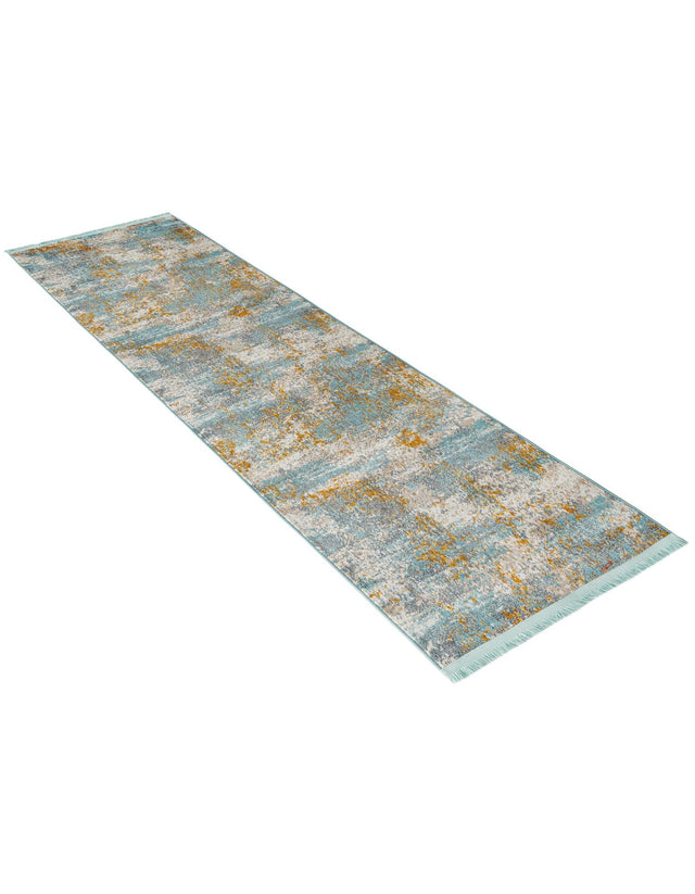 Cream Blue 2' 2 x 8' Paragon Runner Area Rug 100% Polypropylene Colorful Vivid Boho Style Modern Carpet for Unique Interiors for Sale at Rug Engine