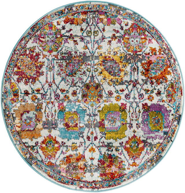 Multicolor 3' 3 x 3' 3 Paragon Round Area Rug 100% Polypropylene Colorful Vivid Boho Style Modern Carpet for Unique Interiors for Sale at Rug Engine