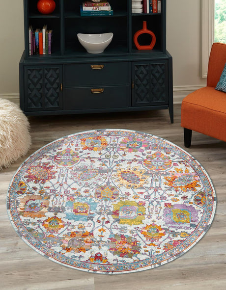 Multicolor 5' 5 x 5' 5 Paragon Round Area Rug 100% Polypropylene Colorful Vivid Boho Style Modern Carpet for Unique Interiors for Sale at Rug Engine