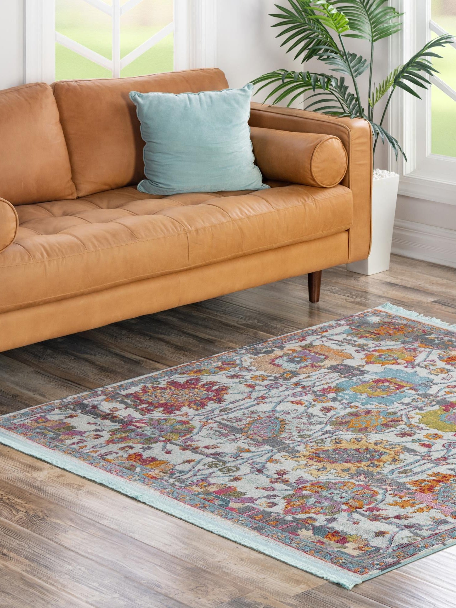 Multicolor 5' 5 x 5' 5 Paragon Square Area Rug 100% Polypropylene Colorful Vivid Boho Style Modern Carpet for Unique Interiors for Sale at Rug Engine