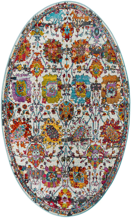 Multicolor 3' 3 x 5' 3 Paragon Oval Area Rug 100% Polypropylene Colorful Vivid Boho Style Modern Carpet for Unique Interiors for Sale at Rug Engine