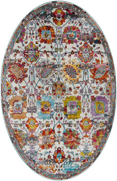 Multicolor 5' 5 x 8' Paragon Oval Area Rug 100% Polypropylene Colorful Vivid Boho Style Modern Carpet for Unique Interiors for Sale at Rug Engine