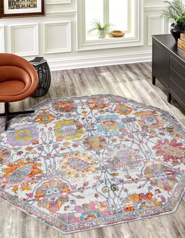 Multicolor 6' x 6' Paragon Octagon Area Rug 100% Polypropylene Colorful Vivid Boho Style Modern Carpet for Unique Interiors for Sale at Rug Engine