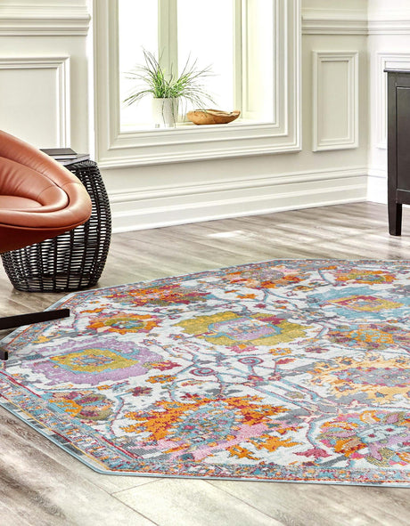 Multicolor 6' x 6' Paragon Octagon Area Rug 100% Polypropylene Colorful Vivid Boho Style Modern Carpet for Unique Interiors for Sale at Rug Engine