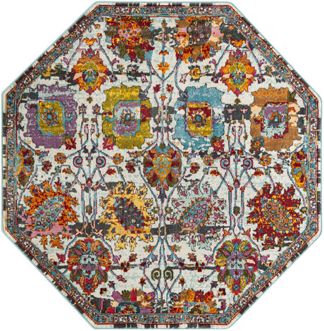Multicolor 6' x 6' Paragon Octagon Area Rug 100% Polypropylene Colorful Vivid Boho Style Modern Carpet for Unique Interiors for Sale at Rug Engine