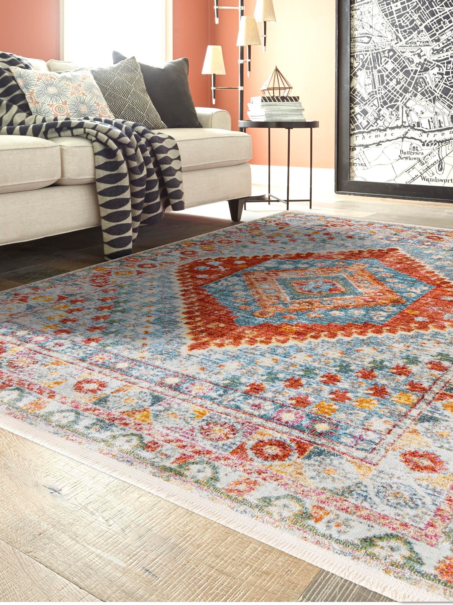 Salmon 3' 3 x 5' 3 Paragon Rectangle Area Rug 100% Polypropylene Colorful Vivid Boho Style Modern Carpet for Unique Interiors for Sale at Rug Engine