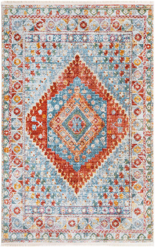 Salmon 5' 5 x 8' Paragon Rectangle Area Rug 100% Polypropylene Colorful Vivid Boho Style Modern Carpet for Unique Interiors for Sale at Rug Engine