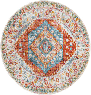 Salmon 3' 3 x 3' 3 Paragon Round Area Rug 100% Polypropylene Colorful Vivid Boho Style Modern Carpet for Unique Interiors for Sale at Rug Engine