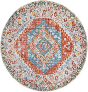Salmon 5' 5 x 5' 5 Paragon Round Area Rug 100% Polypropylene Colorful Vivid Boho Style Modern Carpet for Unique Interiors for Sale at Rug Engine