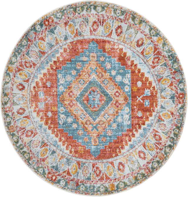 Salmon 5' 5 x 5' 5 Paragon Round Area Rug 100% Polypropylene Colorful Vivid Boho Style Modern Carpet for Unique Interiors for Sale at Rug Engine