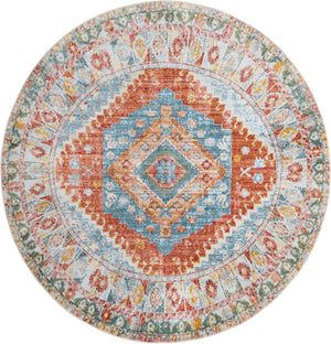 Salmon 8' 2 x 8' 2 Paragon Round Area Rug 100% Polypropylene Colorful Vivid Boho Style Modern Carpet for Unique Interiors for Sale at Rug Engine