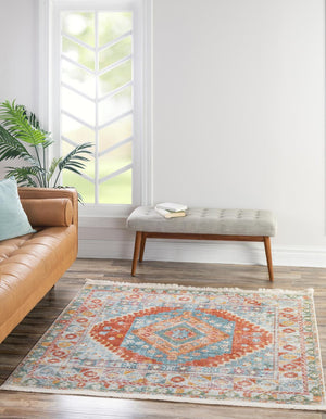 Salmon 8' 2 x 8' 2 Paragon Square Area Rug 100% Polypropylene Colorful Vivid Boho Style Modern Carpet for Unique Interiors for Sale at Rug Engine