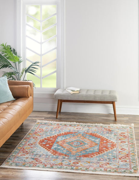 Salmon 8' 2 x 8' 2 Paragon Square Area Rug 100% Polypropylene Colorful Vivid Boho Style Modern Carpet for Unique Interiors for Sale at Rug Engine