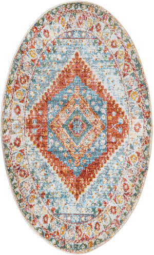 Salmon 3' 3 x 5' 3 Paragon Oval Area Rug 100% Polypropylene Colorful Vivid Boho Style Modern Carpet for Unique Interiors for Sale at Rug Engine