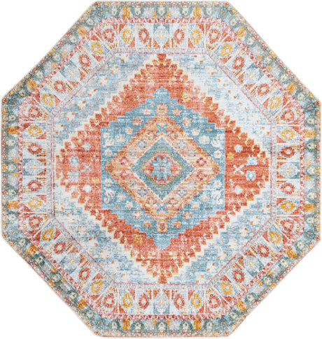 Salmon 8' 2 x 8' 2 Paragon Octagon Area Rug 100% Polypropylene Colorful Vivid Boho Style Modern Carpet for Unique Interiors for Sale at Rug Engine