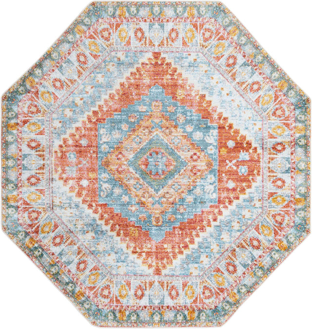 Salmon 8' 2 x 8' 2 Paragon Octagon Area Rug 100% Polypropylene Colorful Vivid Boho Style Modern Carpet for Unique Interiors for Sale at Rug Engine