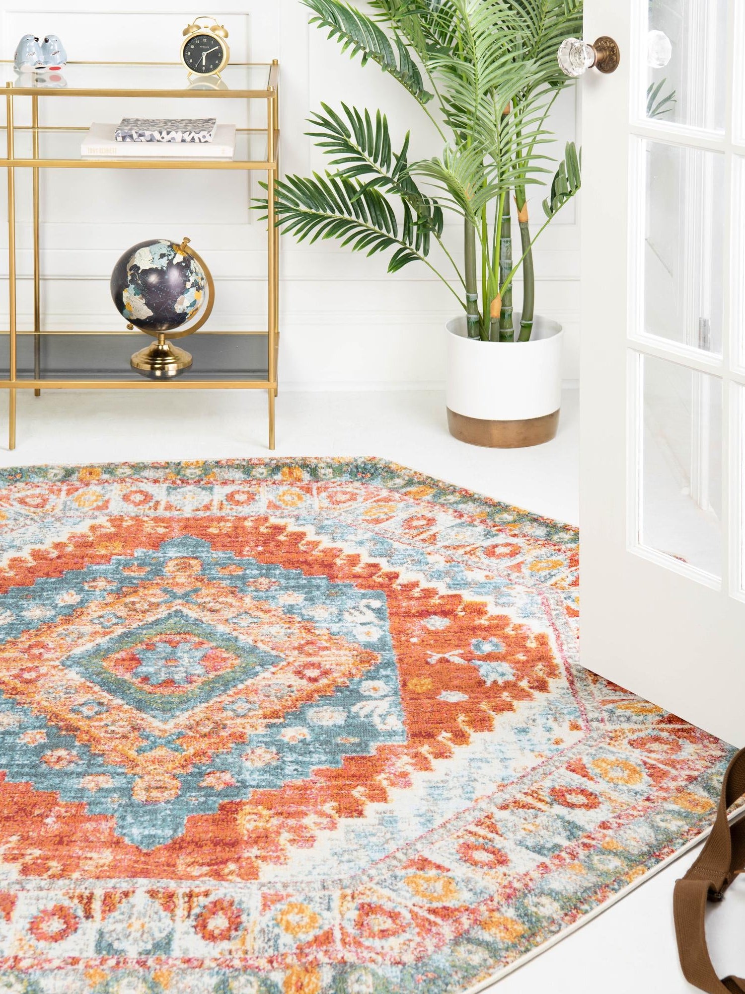 Salmon 6' x 6' Paragon Octagon Area Rug 100% Polypropylene Colorful Vivid Boho Style Modern Carpet for Unique Interiors for Sale at Rug Engine