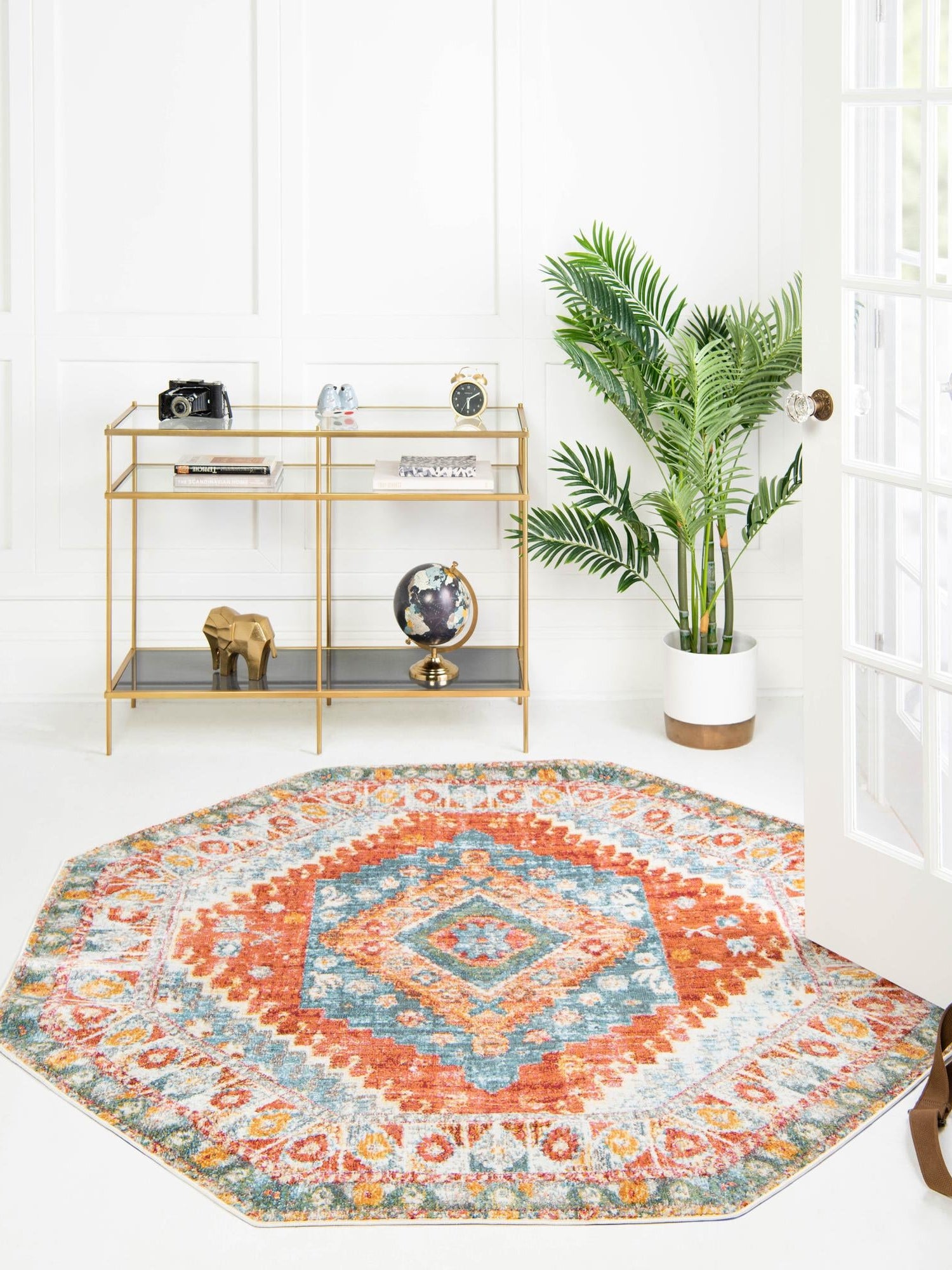 Salmon 8' 2 x 8' 2 Paragon Octagon Area Rug 100% Polypropylene Colorful Vivid Boho Style Modern Carpet for Unique Interiors for Sale at Rug Engine