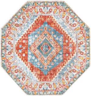 Salmon 4' x 4' Paragon Octagon Area Rug 100% Polypropylene Colorful Vivid Boho Style Modern Carpet for Unique Interiors for Sale at Rug Engine