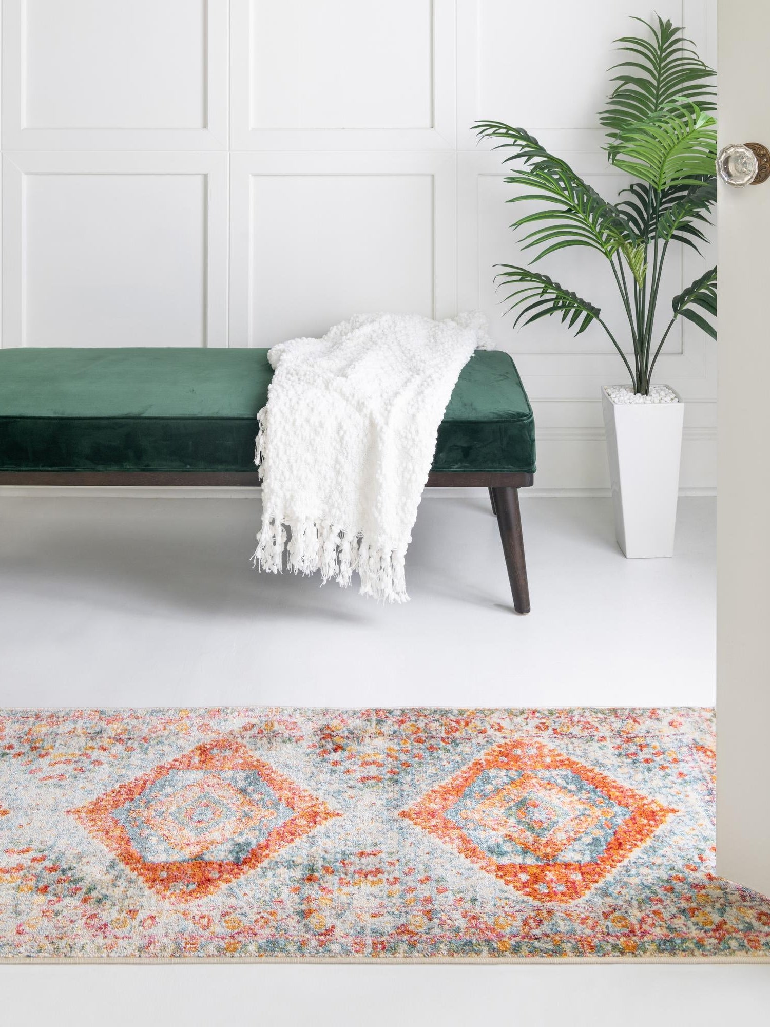 Salmon 2' 2 x 6' Paragon Runner Area Rug 100% Polypropylene Colorful Vivid Boho Style Modern Carpet for Unique Interiors for Sale at Rug Engine