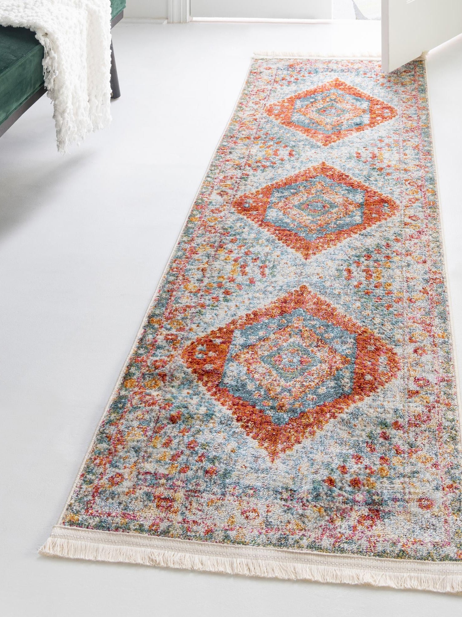 Salmon 2' 7 x 10' Paragon Runner Area Rug 100% Polypropylene Colorful Vivid Boho Style Modern Carpet for Unique Interiors for Sale at Rug Engine