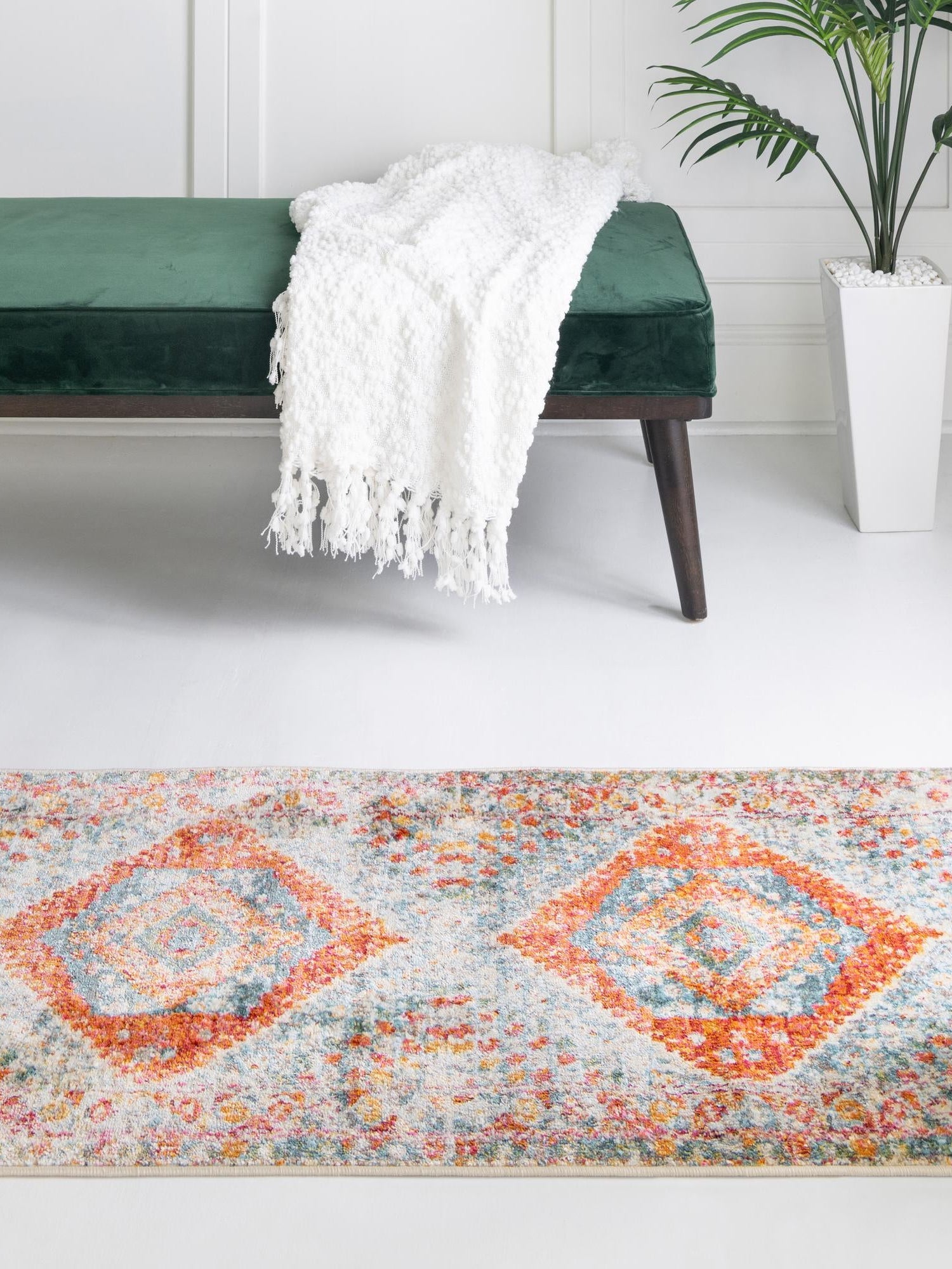 Salmon 2' 7 x 12' Paragon Runner Area Rug 100% Polypropylene Colorful Vivid Boho Style Modern Carpet for Unique Interiors for Sale at Rug Engine