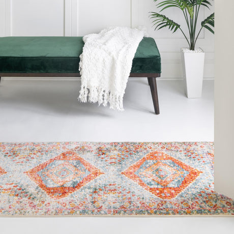 Salmon 2' 7 x 10' Paragon Runner Area Rug 100% Polypropylene Colorful Vivid Boho Style Modern Carpet for Unique Interiors for Sale at Rug Engine