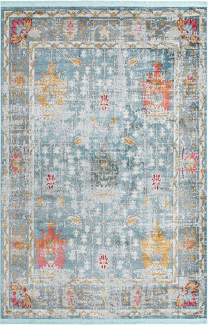 Blue 6' x 9' Paragon Rectangle Area Rug 100% Polypropylene Colorful Vivid Boho Style Modern Carpet for Unique Interiors for Sale at Rug Engine