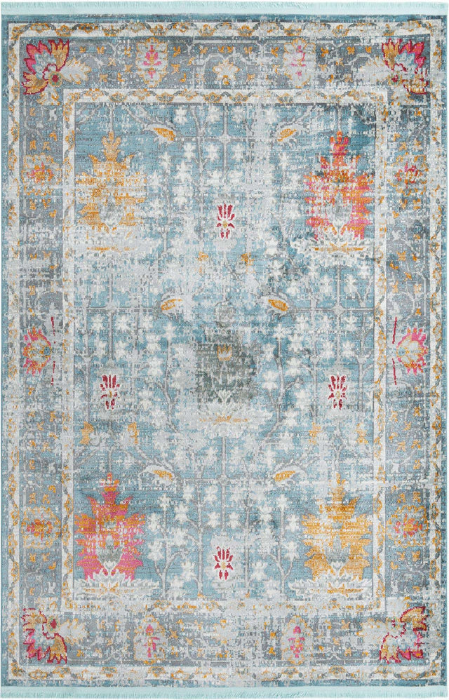 Blue 6' x 9' Paragon Rectangle Area Rug 100% Polypropylene Colorful Vivid Boho Style Modern Carpet for Unique Interiors for Sale at Rug Engine