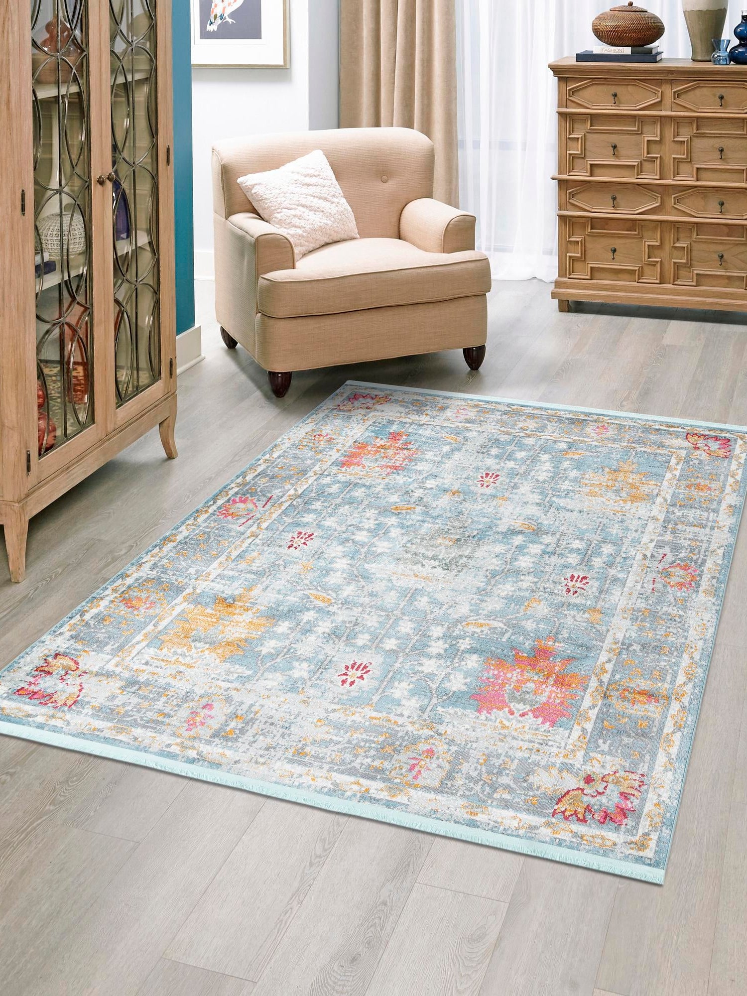 Blue 2' 2 x 3' Paragon Rectangle Area Rug 100% Polypropylene Colorful Vivid Boho Style Modern Carpet for Unique Interiors for Sale at Rug Engine