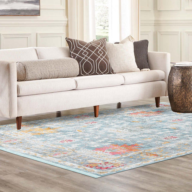 Blue 4' 3 x 6' Paragon Rectangle Area Rug 100% Polypropylene Colorful Vivid Boho Style Modern Carpet for Unique Interiors for Sale at Rug Engine