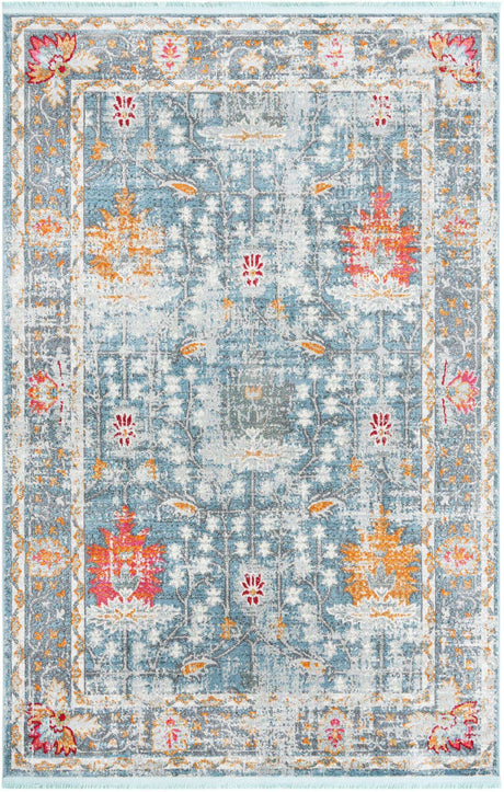 Blue 5' 5 x 8' Paragon Rectangle Area Rug 100% Polypropylene Colorful Vivid Boho Style Modern Carpet for Unique Interiors for Sale at Rug Engine