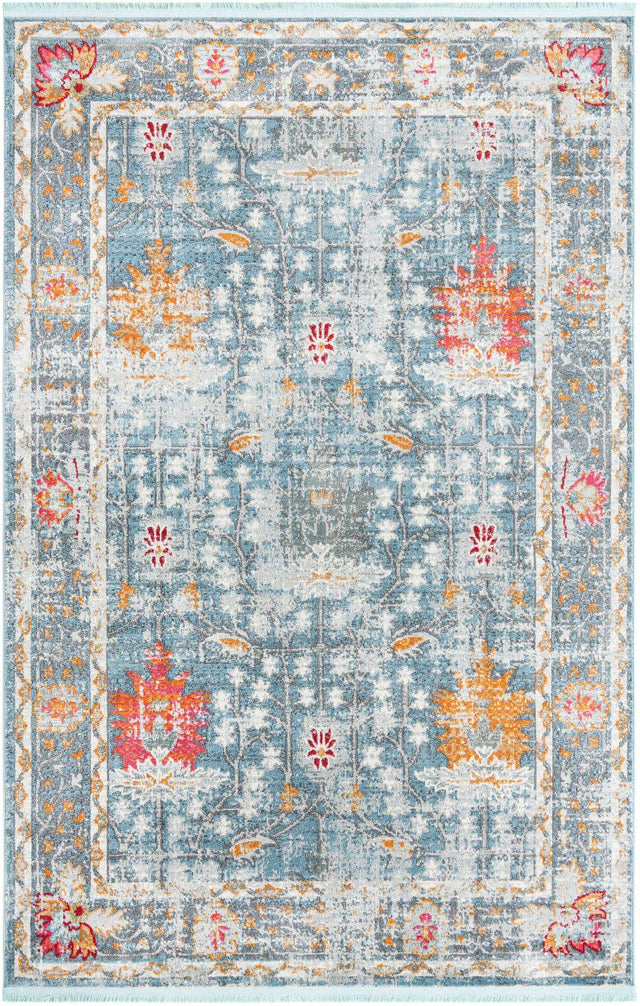 Blue 5' 5 x 8' Paragon Rectangle Area Rug 100% Polypropylene Colorful Vivid Boho Style Modern Carpet for Unique Interiors for Sale at Rug Engine