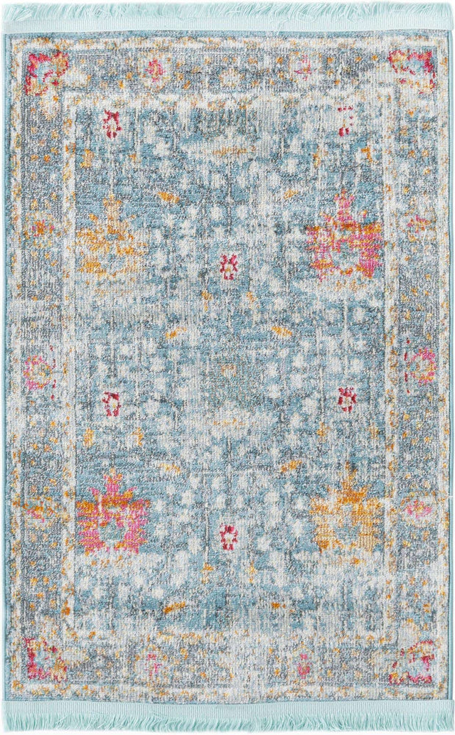 Blue 2' 2 x 3' Paragon Rectangle Area Rug 100% Polypropylene Colorful Vivid Boho Style Modern Carpet for Unique Interiors for Sale at Rug Engine