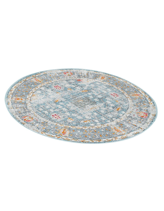 Blue 3' 3 x 3' 3 Paragon Round Area Rug 100% Polypropylene Colorful Vivid Boho Style Modern Carpet for Unique Interiors for Sale at Rug Engine
